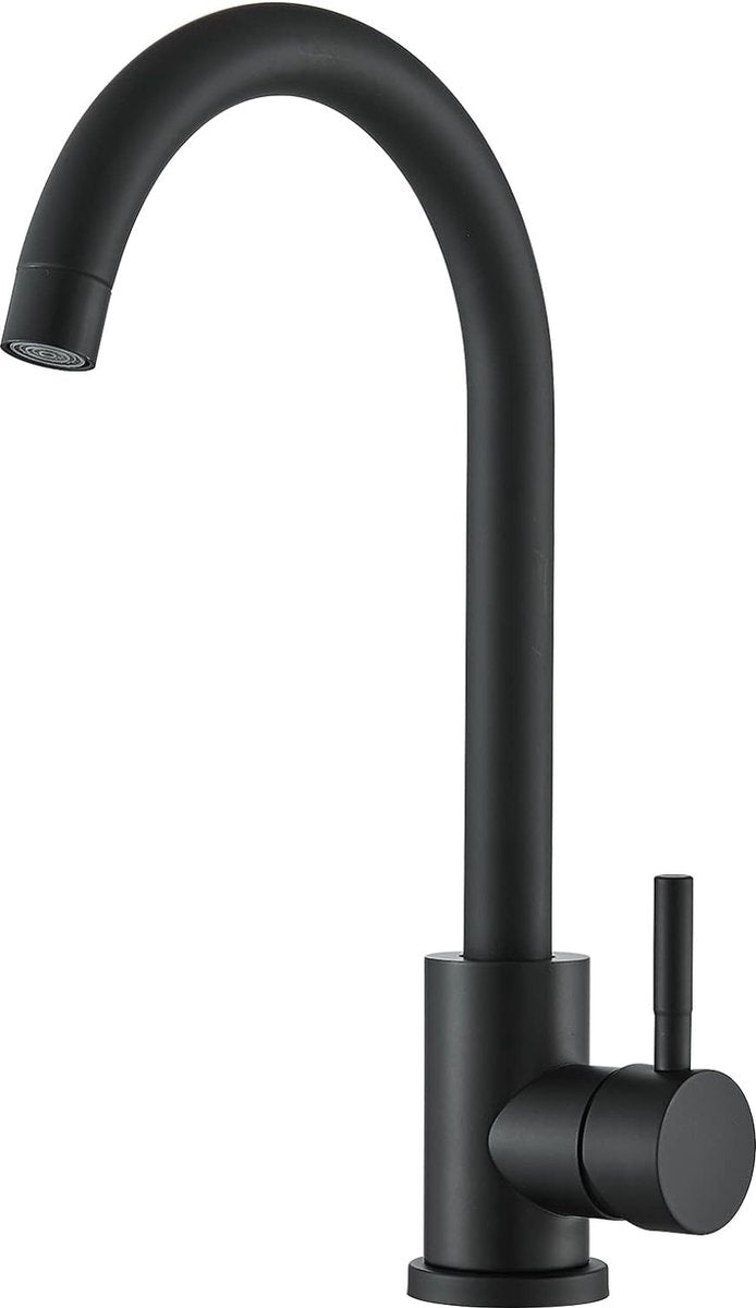 Kraan Keuken Zwart Mengkraan Keuken Roestvrij Staal 360° Draaibare Eenhendelmengkraan Hoge Druk Keukenkraan Kraan Keuken Hoge Uitloop