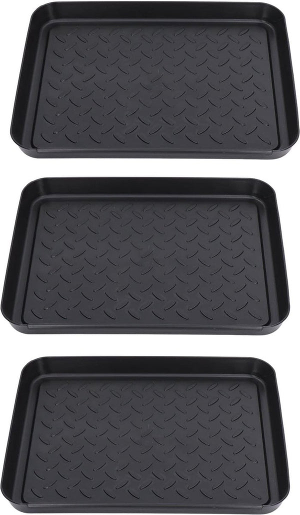 3 stuks schoenenafdruiprek, 35 x 27,5 x 3 cm, rubberen laarzenrek voor de entree, schoenafdruipbak, groot, voor schoenen, huisdieren, binnen en buiten