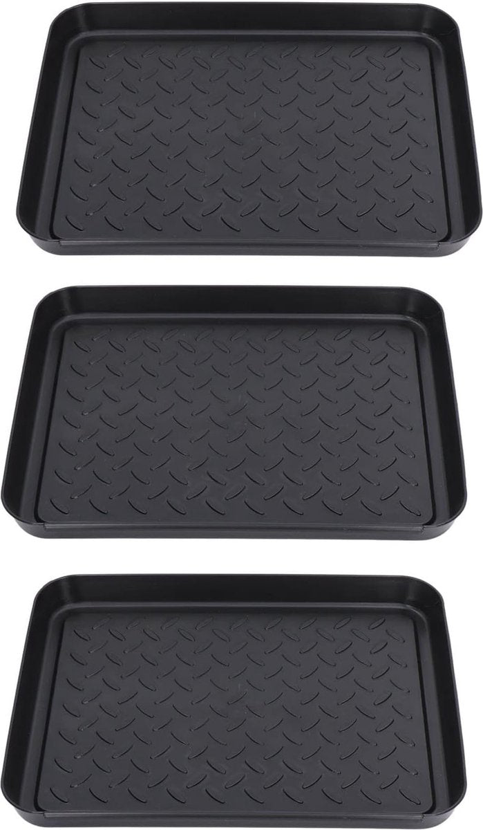 3 stuks schoenenafdruiprek, 35 x 27,5 x 3 cm, rubberen laarzenrek voor de entree, schoenafdruipbak, groot, voor schoenen, huisdieren, binnen en buiten
