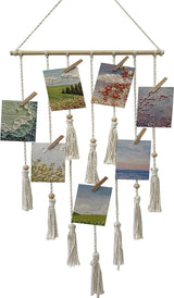 Hangende fotowand, met 15 houten klemmen, weergave van 15 foto's, voor het ophangen van fotocollages, decoraties, prints, kunstwerken en foto's