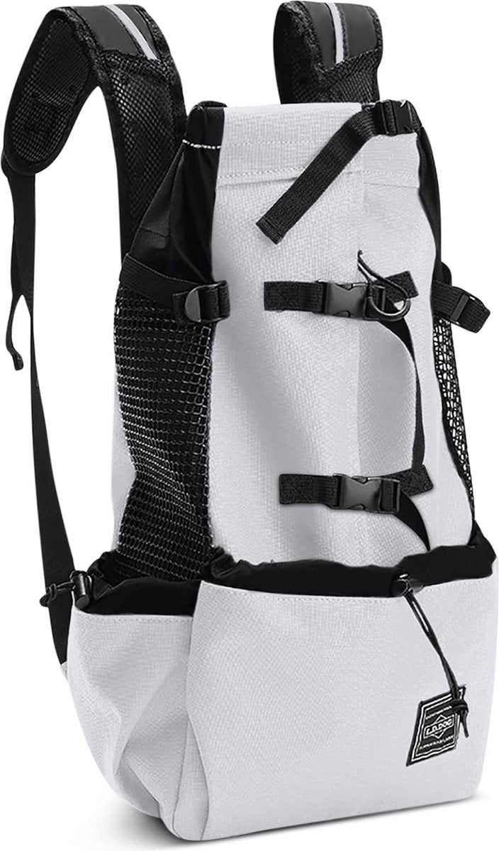 Lichte huisdierrugzak, draagbare hondenrugzak, veterinair goedgekeurde hondendraagtas voor reizen, camping, scooter, grijs