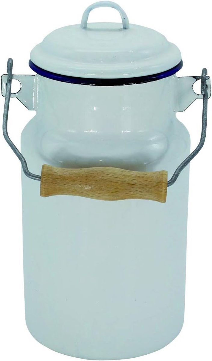 Melkkannetje 'SYLT' van emaille met deksel