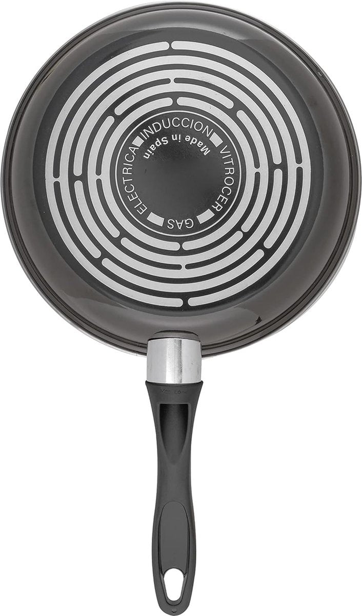 Antiaanbakpan, koekenpan geschikt voor ochenfelder, inductie, gas en E ale Klektro, pan van aluminium, diameter 26 cm, zwart