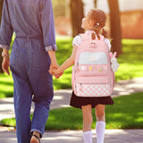 JANSBEN Schooltas voor jongens en meisjes – rugzak voor tieners – schoolrugzak/satchel/dagpack voor school en sport – in hoogte verstelbaar – veel vakken – laptopvak – roze schooltas voor meisjes – nylon (21L)