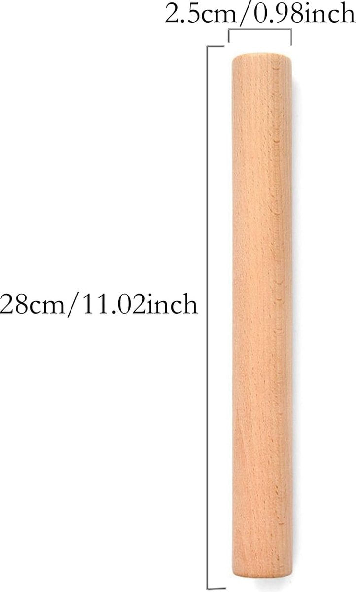 5 stuks houten deegroller, beukenhout, voor pizza, pasta, brood (bruin)