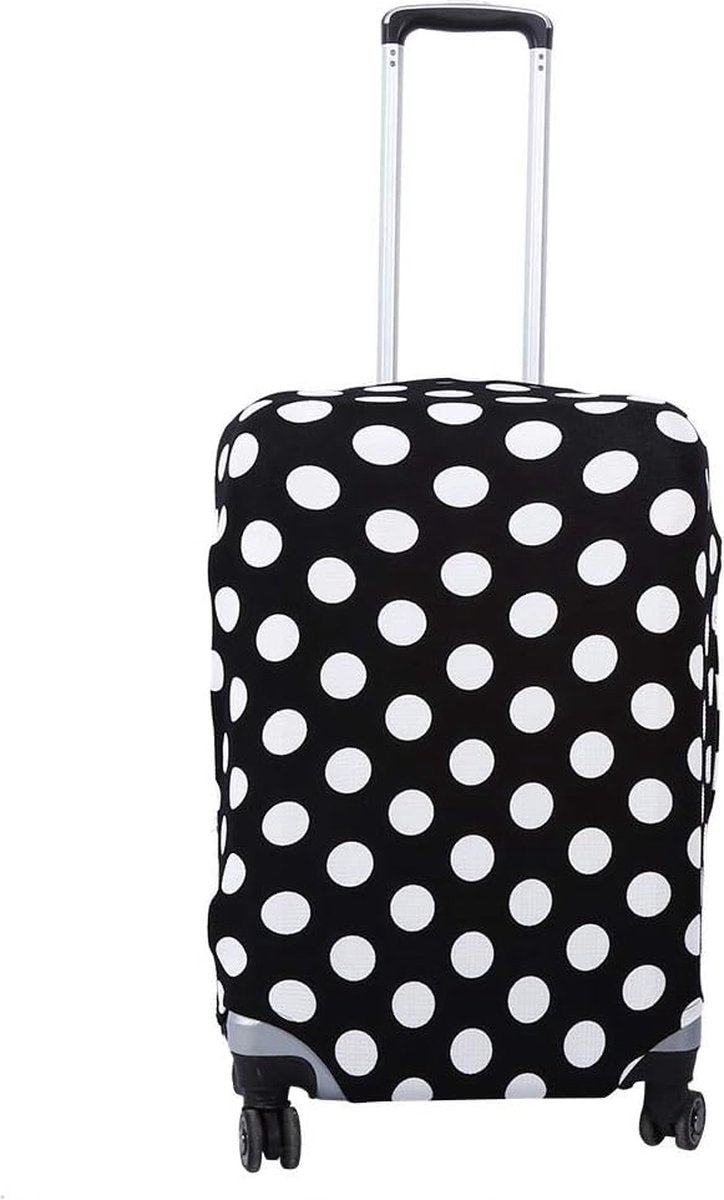 zwart-wit stippen) beschermhoes bagage bescherming print trolley koffer beschermhoezen elastisch stofdichte rijstkoffer beschermhoes reizen koffer beschermer bagage bescherming fit