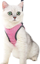 Cat Harness and Leash, Ultra-Light, Escape-Proof, Adjustable, Soft Mesh Fabric, Padded, Running Vest, Jacket for Kittens, Pets, Puppies, m, Pink
