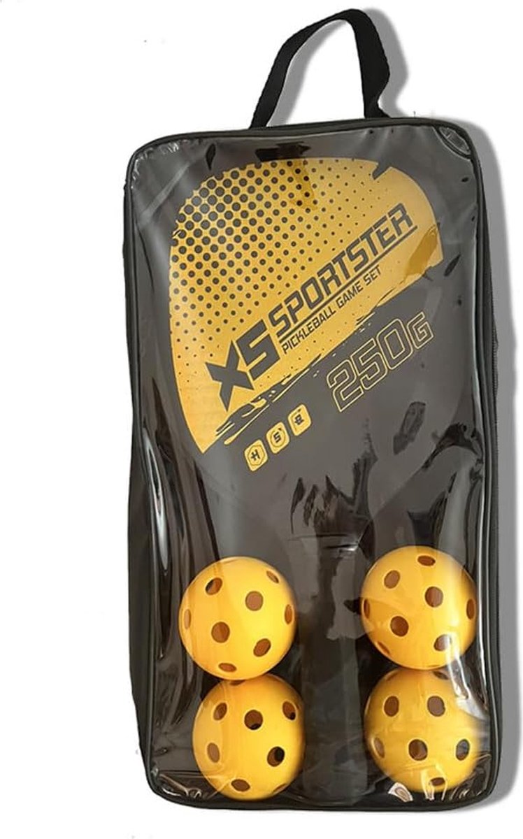 Pickleball paddle-racket, 4 pickleball-ballen met 2 paddles, pickleball-paddleset voor binnen en buiten