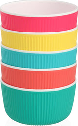 5 x ontbijtgranenschalen - kunststof snackkom - herbruikbare container vaatwasmachinebestendig - slakommen voor de tuin - onbreekbare kommen [selectie varieert] (5 stuks - ontbijtgranenkom - kleurrijk)