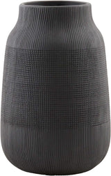 Zwarte vaas groef | bloemenvazen voor decoratie, moderne rustieke boerderij woondecoratie, decoratief voor pampasgras en gedroogde bloemen | afmetingen: 15 x 15 x 22 cm