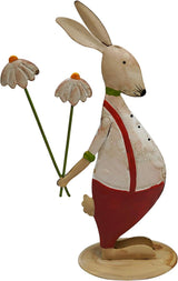 Paasdecoratie paashaas decoratieve haas van metaal set van 2