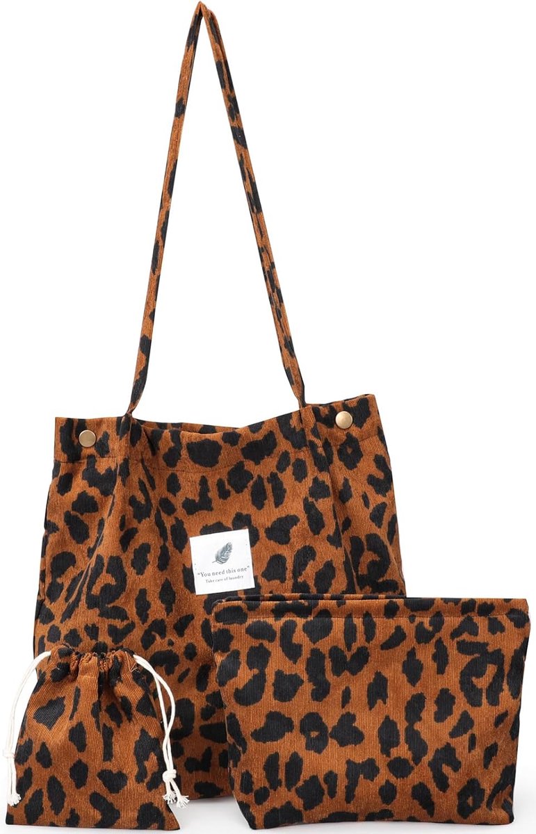 Corduroy tas voor dames, 3 stuks, corduroy tas, set, handtas, dames, reizen, toilettas, shopper, tas, dames, schoudertas, trekkoord