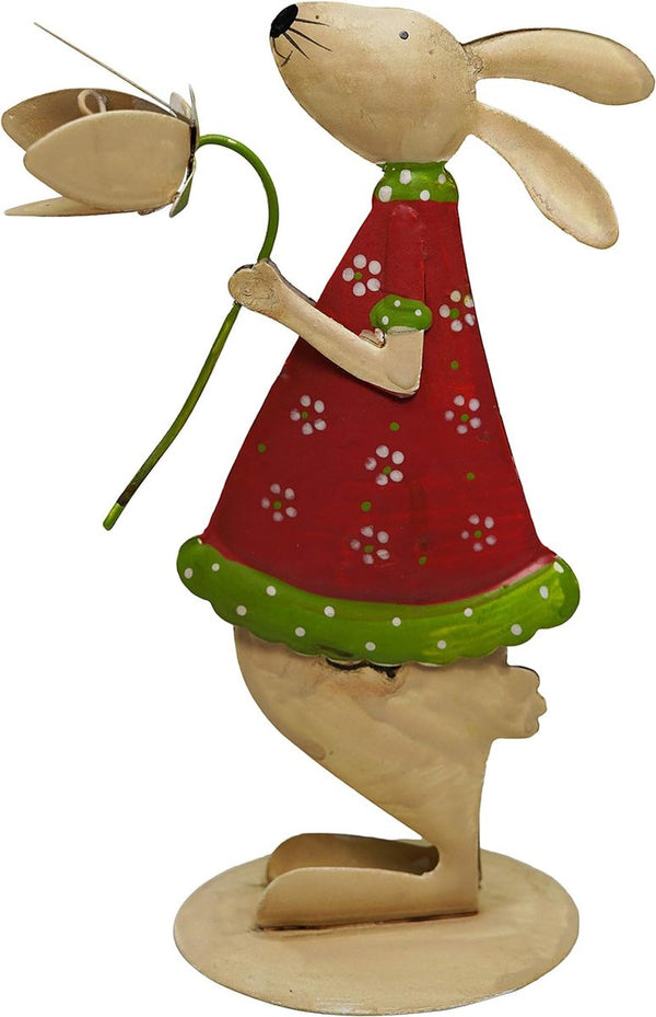 Paasdecoratie paashaas decoratieve haas van metaal set van 2