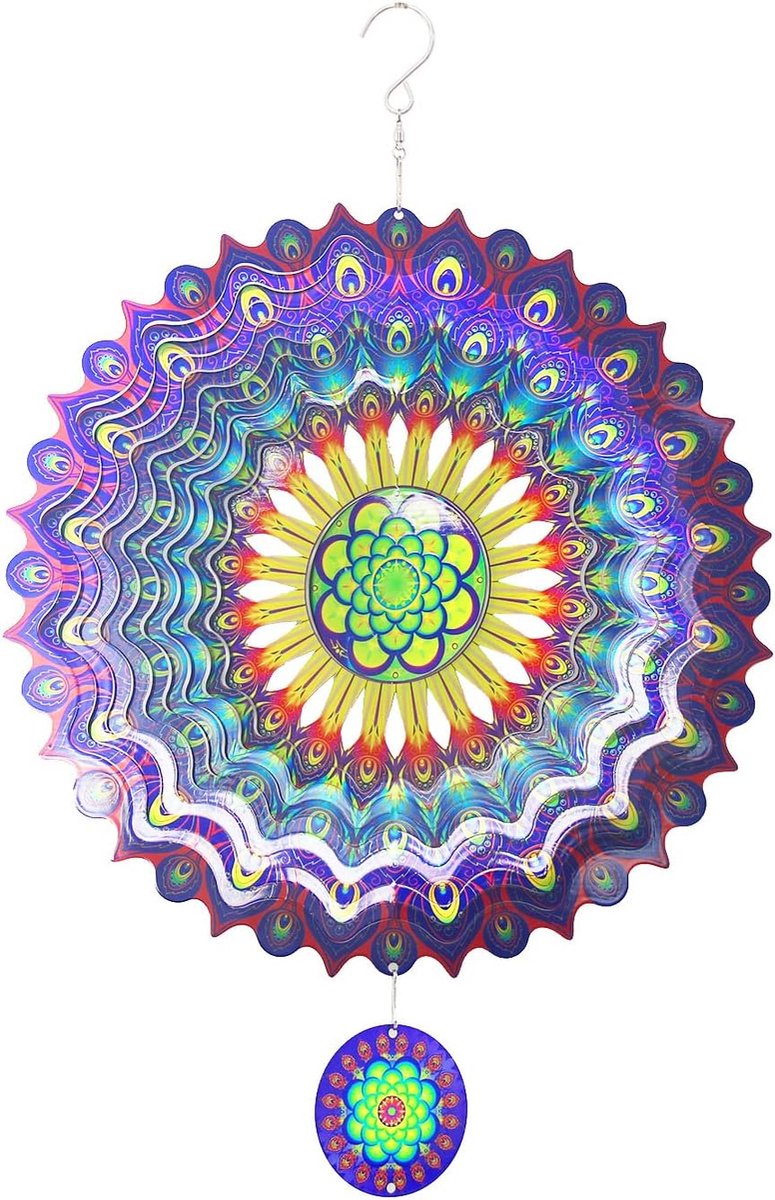 3D Mandala Windgong 30cm Roestvrij Staal Hangende Windspinner Metalen Kunst Kinetische Decor Tuin Buitendecoraties