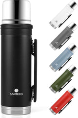 Thermoskan 1 liter, thermosfles met drinkbeker voor onderweg, thermosfles van roestvrij staal met handvat, lekvrij, voor koffie en thee, BPA-vrij, voor warm en koud