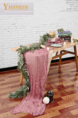 Set van 10 kaasdoek-tafellopers, stoffige roos, 90 x 300 cm, roze rustieke gaasstof, boho-tafelloper, kaasdoek-tafelloper, bruiloftstafelkleed voor bruiloftsfeest, bruidsdouchetafel