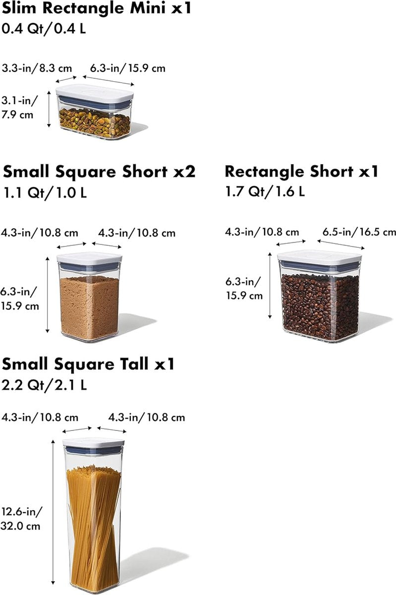 Good Grips popcontainerset, 5-delig, kunststof, wit