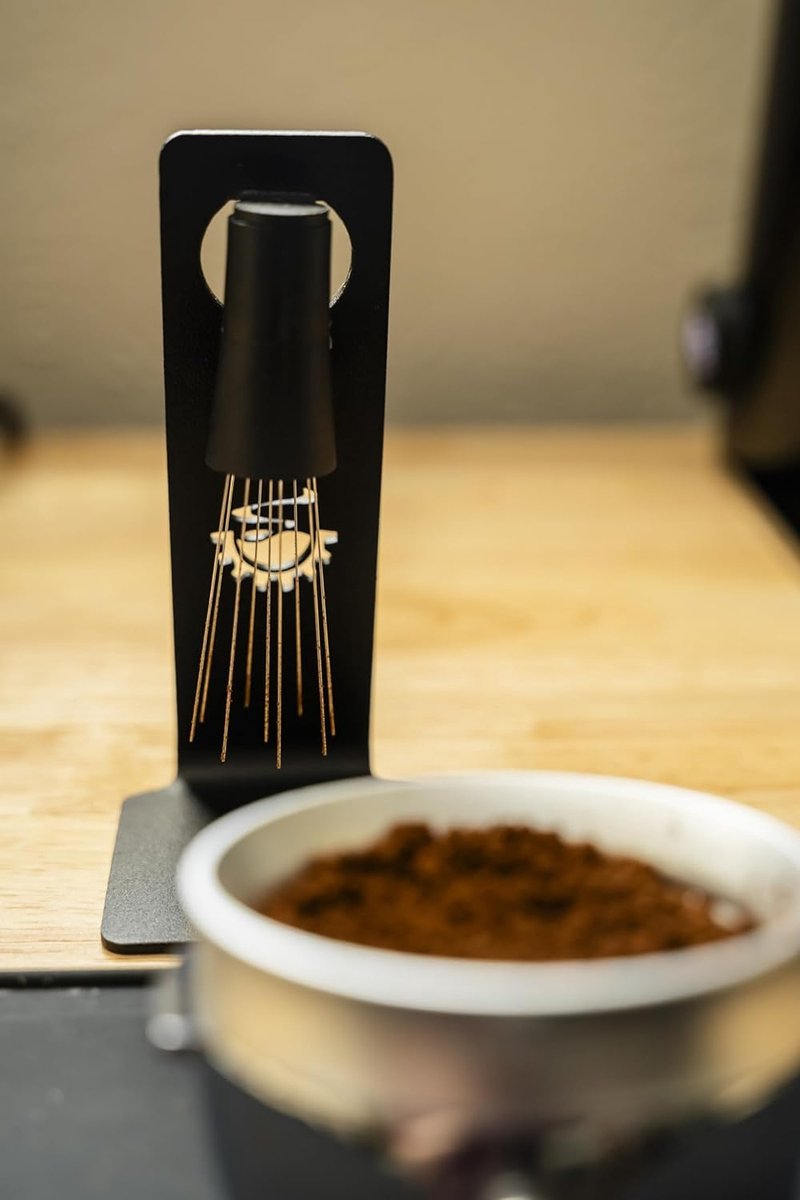 Tool, magnetische koffieroerder 0,4 mm, 9 geïnstalleerde pinnen + 0,25 mm, 9 extra naalden voor espresso-uitgiftetool met metalen standaard voor Barista Espresso (zwart)