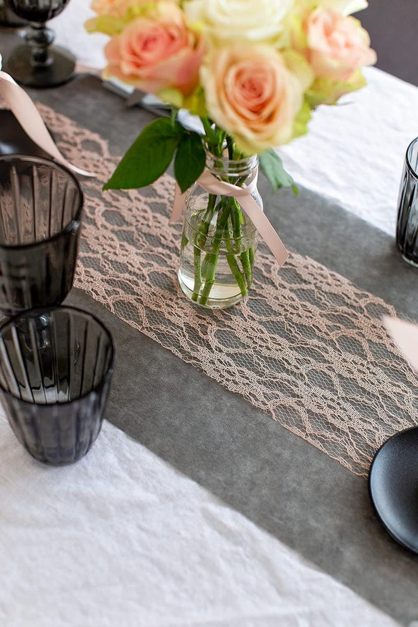 Tafelloper kant 1 rol 25 m x 15 cm decoratieve stof tafelloper tafeldecoratie bruiloft, doop, communie, bruiloft decoratie vintage