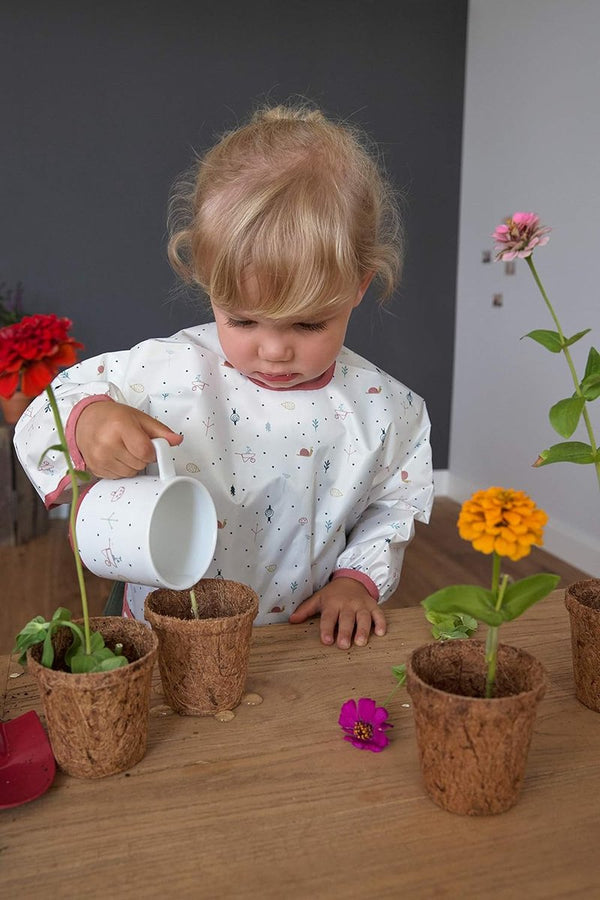 Babyslabbetjes met lange mouwen (2 stuks) om vast te binden, opvangbescherming/slabbetje met lange mouwen