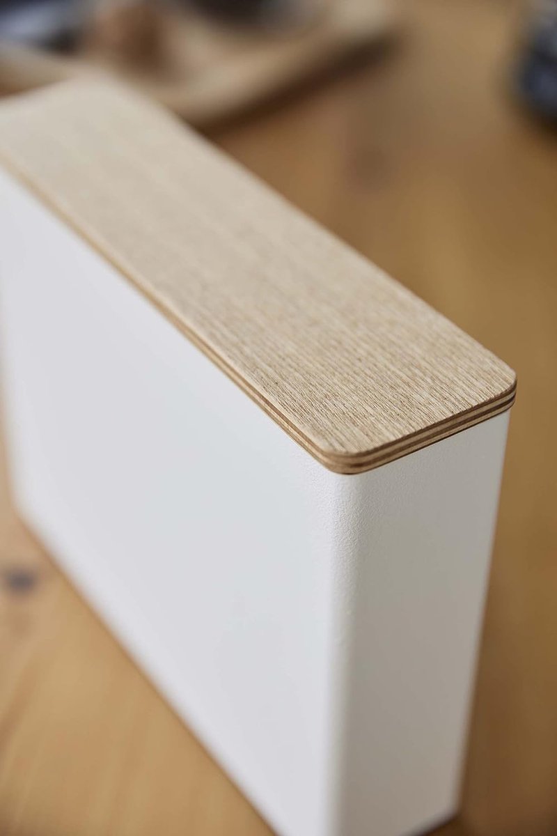 3097 maat 04 Accent keukenopslaghoudercontainer | Staal + Hout | Koffiefilterdoos, wit