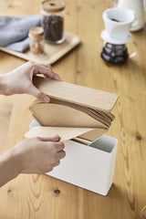 3097 maat 04 Accent keukenopslaghoudercontainer | Staal + Hout | Koffiefilterdoos, wit