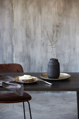 Zwarte vaas groef | bloemenvazen voor decoratie, moderne rustieke boerderij woondecoratie, decoratief voor pampasgras en gedroogde bloemen | afmetingen: 15 x 15 x 22 cm