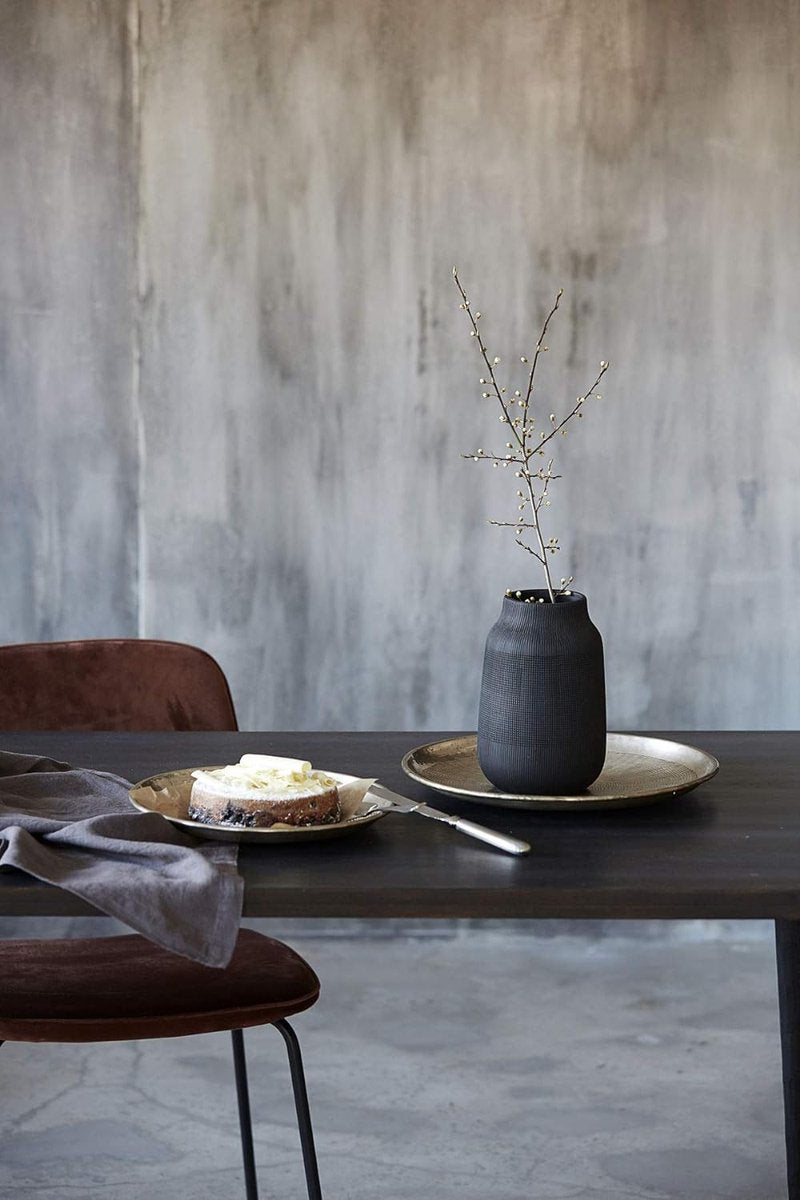 Zwarte vaas groef | bloemenvazen voor decoratie, moderne rustieke boerderij woondecoratie, decoratief voor pampasgras en gedroogde bloemen | afmetingen: 15 x 15 x 22 cm