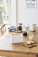 3097 maat 04 Accent keukenopslaghoudercontainer | Staal + Hout | Koffiefilterdoos, wit