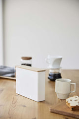 3097 maat 04 Accent keukenopslaghoudercontainer | Staal + Hout | Koffiefilterdoos, wit