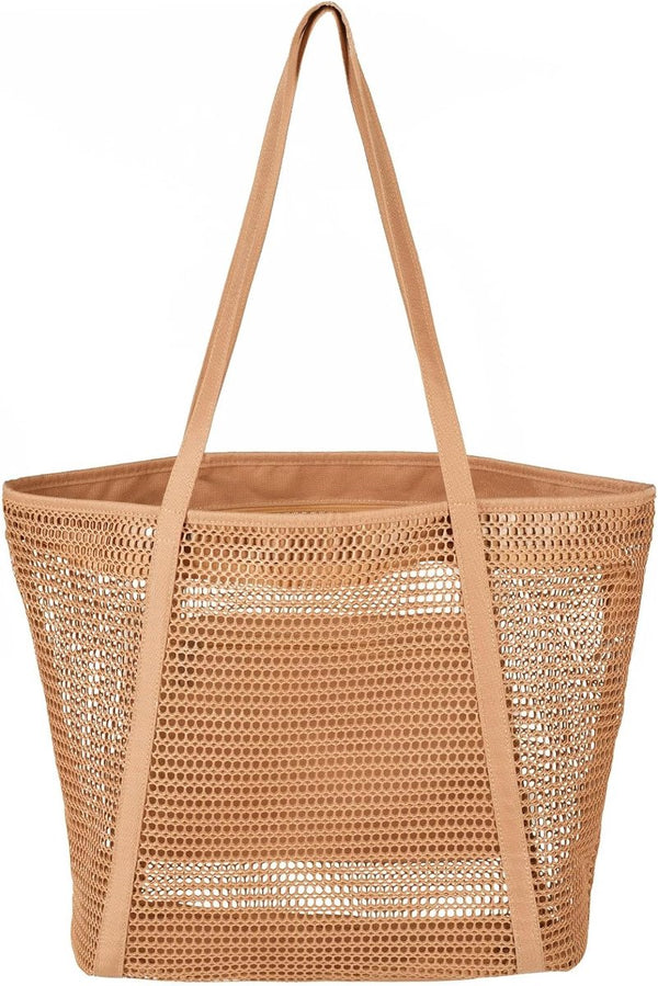 Strandtas voor dames, extra grote strandtassen, zwembadtas, strandschoudertas, voor strand, winkelen, vakantie en reizen, Ritssluiting aan de bovenkant, tote