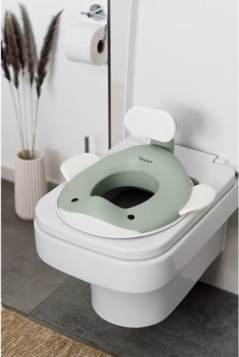 Toiletopzetstuk walvis voor kinderen, kindvriendelijk waldesign, in subtiele en moderne kleuren, vrij van schadelijke stoffen en kindvriendelijk, pistache