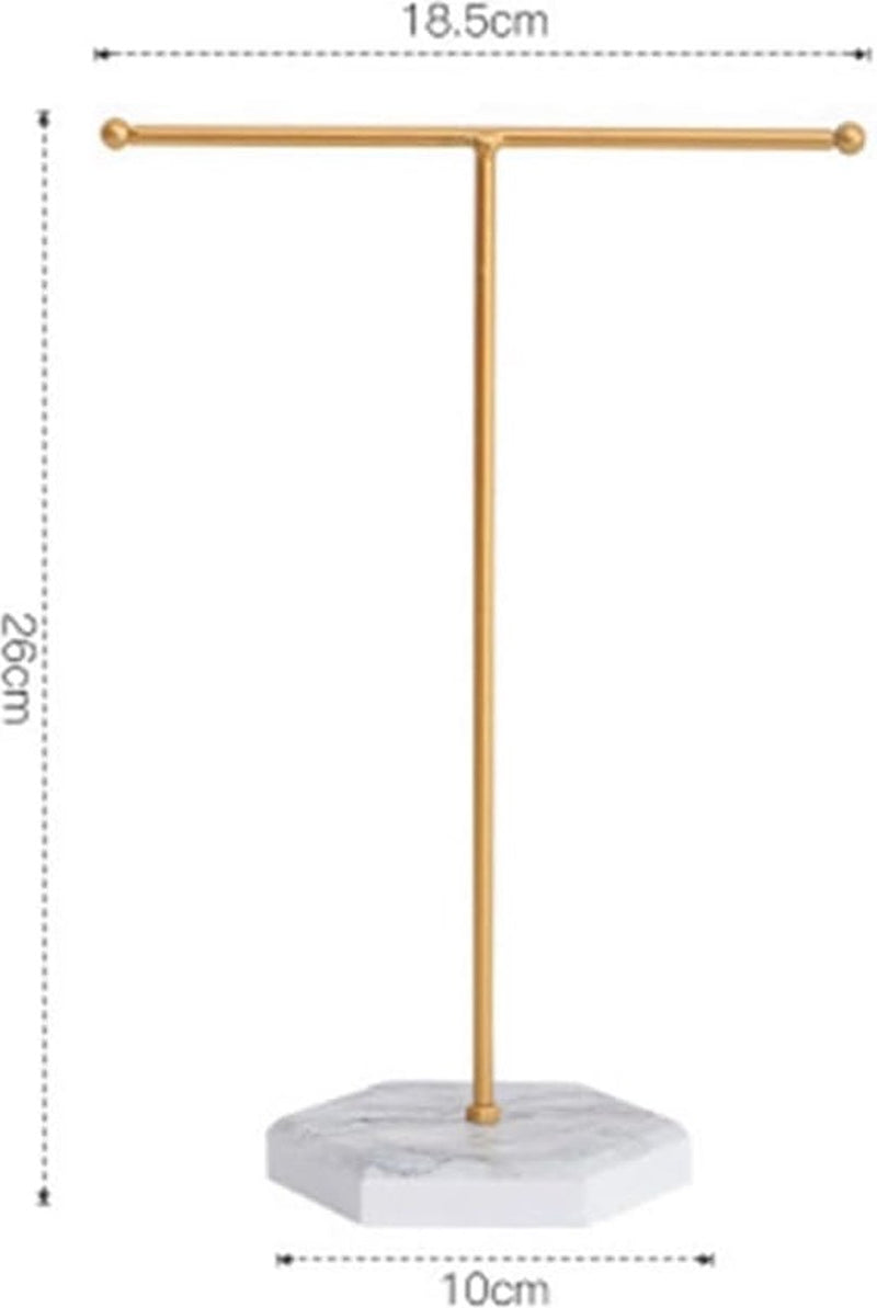 Sieradenstandaard, halskettinghouder, T-stang, geplateerde metalen tafelsieradenorganizer voor het ophangen van sieraden B