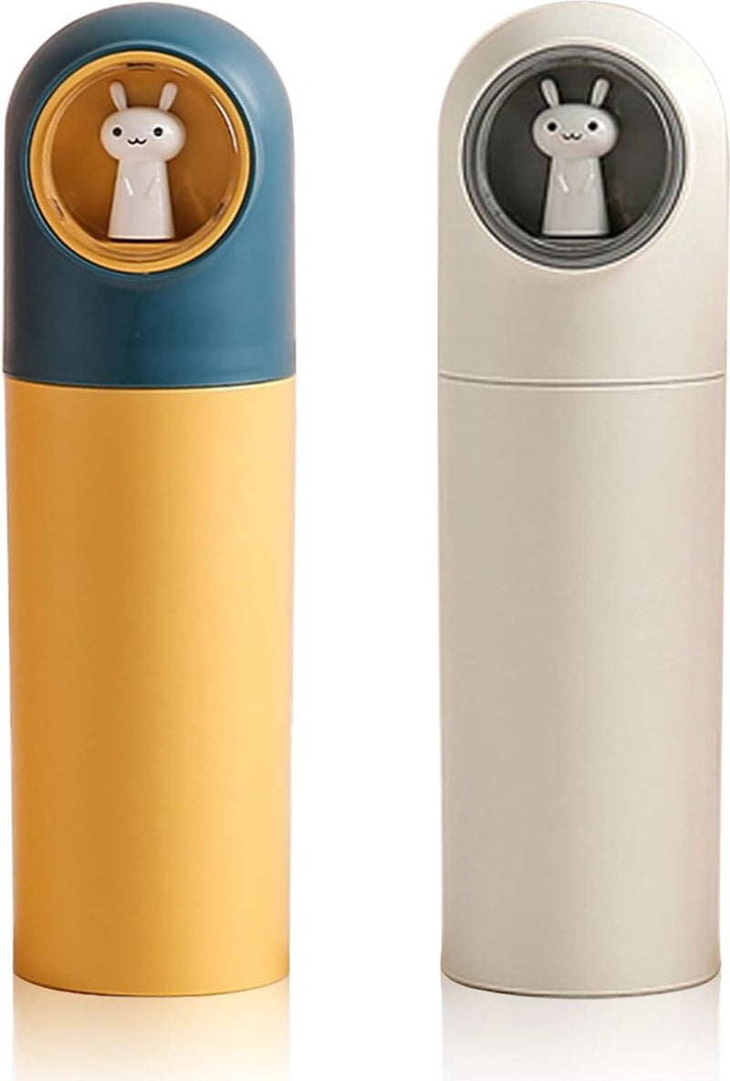 Tandenborsteletui voor kinderen, 2 stuks, reisetui, draagbare karikatuur tandenborstelhoes, tandenborstelbeker voor jongens en meisjes, thuis, school, wandelen, kamperen (geel + wit)