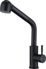 Wastafelarmatuur met uittrekbare sproeier, keukenkraan met 2 straalsoorten, 304 roestvrij staal, hogedruk mengkraan, 360° draaibaar, eengreepsmengkraan, zwart
