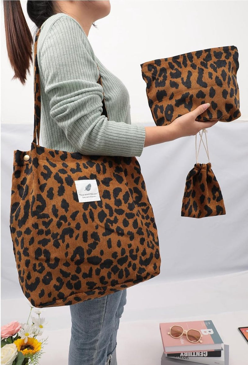 Corduroy tas voor dames, 3 stuks, corduroy tas, set, handtas, dames, reizen, toilettas, shopper, tas, dames, schoudertas, trekkoord