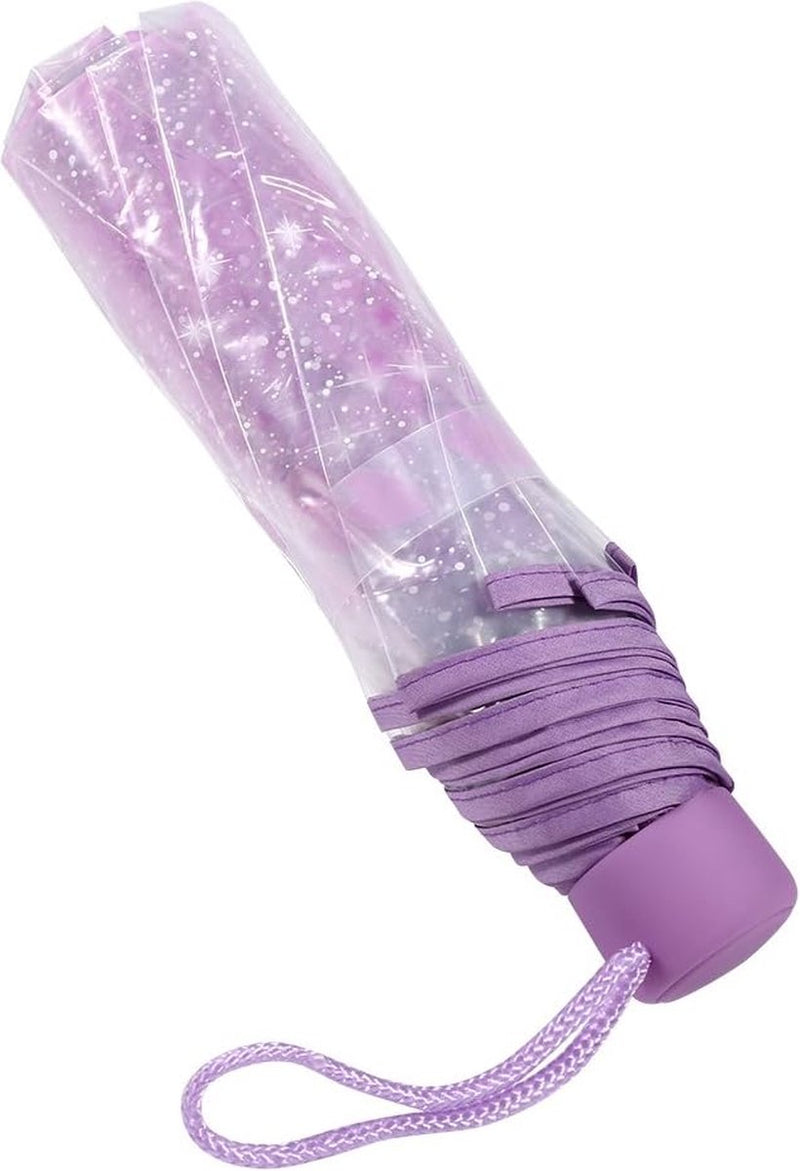 Sakura Zakparaplu, transparante paraplu met bloemen, zakparaplu, prinsessenkap, patroon, bloemen, licht, doorzichtig, windbestendig, reisparaplu, diameter 93 cm, lichtpaars