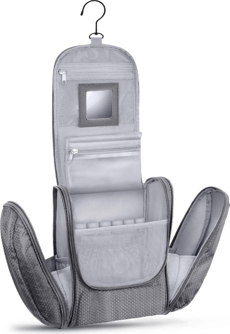 Grote premium toilettas om op te hangen, met spiegel, zeer ruime toilettas, geschikt als geschenk of op vakantie