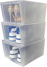 Set van 3 schoenenrek, schoenenorganizer, ruimtebesparende schoenendozen 37 x 27,7 x 33 cm, schoenenkast voor de kledingkast