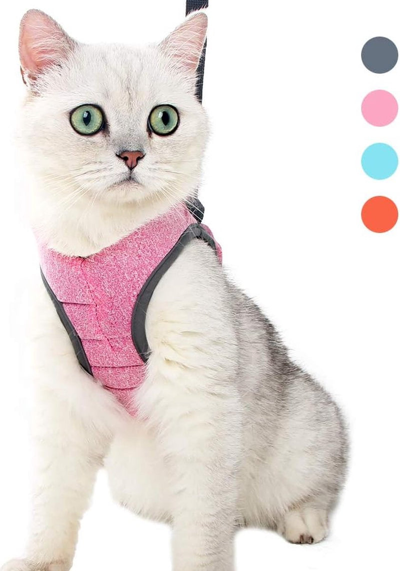 Cat Harness and Leash, Ultra-Light, Escape-Proof, Adjustable, Soft Mesh Fabric, Padded, Running Vest, Jacket for Kittens, Pets, Puppies, m, Pink