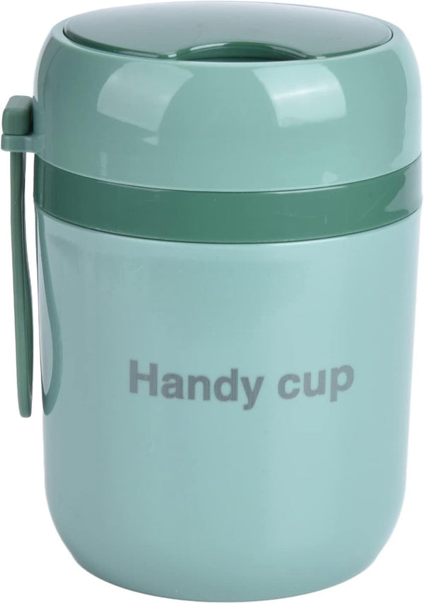 Geïsoleerde soepcontainer voor kinderen, 17 oz, voedselthermos-lunchbox met opvouwbare lepel, roestvrijstalen vacuümlunchbox met brede opening, voor warm/koude gerechten, reizen, groen
