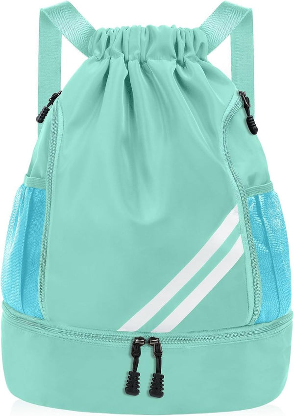 Modieuze sportrugzakken, gymtas, grote capaciteit trekkoord, sporttas, gymtas, waterdichte sporttas, gymtas met waterflessen, netvakken, voor volwassenen en jongeren