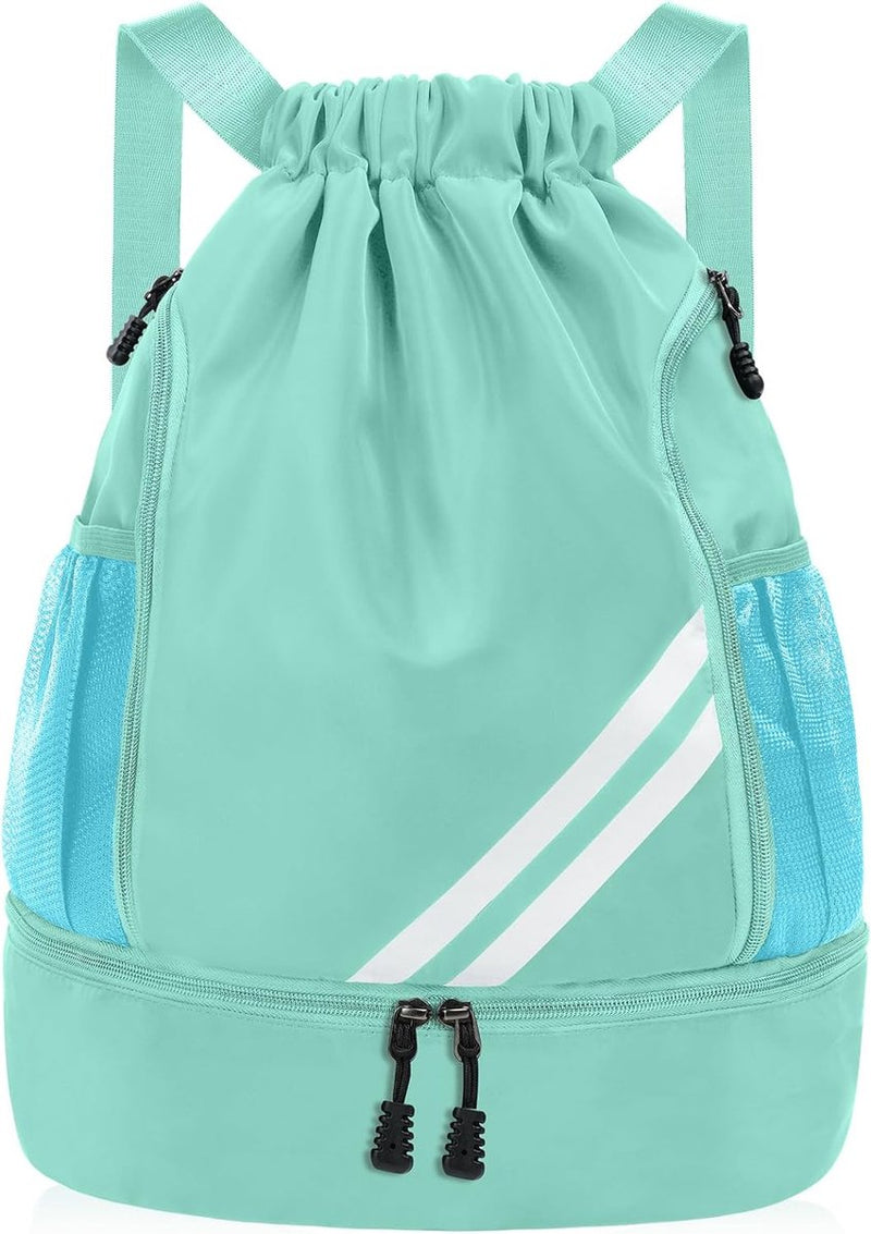 Modieuze sportrugzakken, gymtas, grote capaciteit trekkoord, sporttas, gymtas, waterdichte sporttas, gymtas met waterflessen, netvakken, voor volwassenen en jongeren