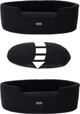 Hondenmand met omkeerbaar kussen en wasbare hoes, maatvaste hondenmand met antislipnoppen, 92x72 cm, gezellig huisdierbed voor honden en katten met pluche, zwart