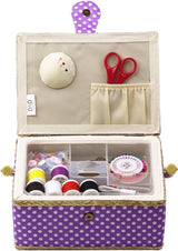 naaikandje voor thuis, voor opslag en organisatie, draagbaar, voor naalden, garen, enz., naaimand met accessoires, M, paars