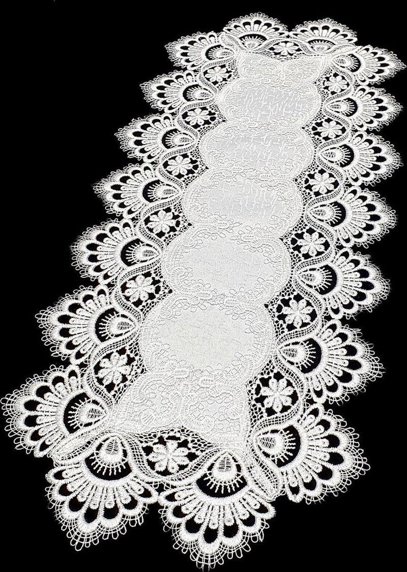 Kanten deken kant oud wit #8139 tafelloper tafelkleed (30x70cm vierkant)