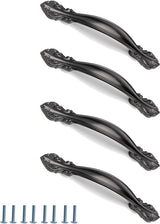 4 stuks zwarte retro deurgreep, kastgreep, zwarte booggreep, met 8 schroeven voor keukenkastdeuren, ladegrepen, deuren in verschillende stijlen (zwart)