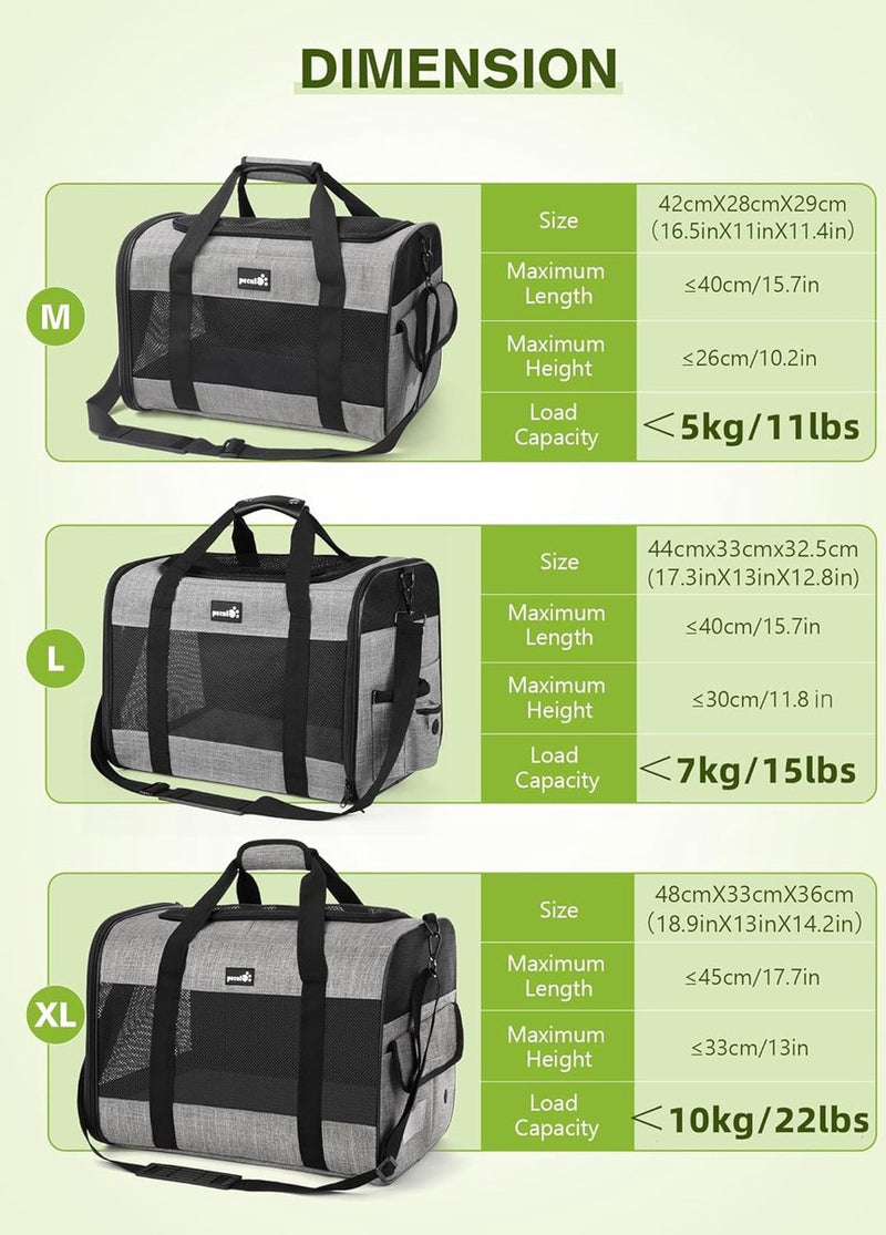 Kattentransportbox, ademende hondentas, transportbox, kattentransportboxen met verstelbare schouderriem, kattentransporttas voor op reis, hondendraagtas voor katten, puppy's onder de 6 kg