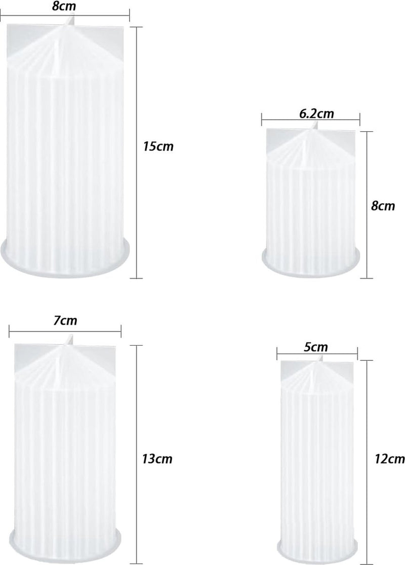 Kaarsenvormen voor gieten, siliconen kaarsenvorm, zuilkaars, siliconen kaarsvormen, 4 stuks