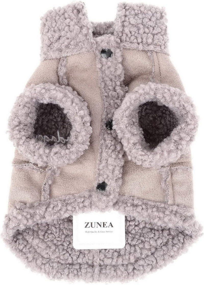 Hondenwinterjas voor kleine honden Schaarfleece Hondenjas Warme puppykleding Zacht huisdiervest met D-ring Winddicht Koud weer Kleding voor Chihuahua Yorkie Grijs S
